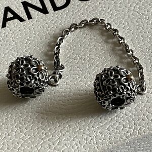 Pandora Silver and Gold Floral Charm Bracelet